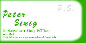 peter simig business card